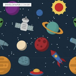 Papel de Parede Autoadesivo Infantil Espaço