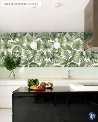 Papel de Parede Autoadesivo Folhagem Tropical