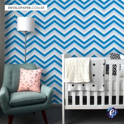 Papel de Parede Autoadesivo Chevron Infantil Tons de Azul