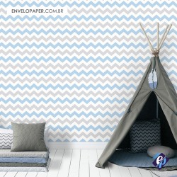 Papel de Parede Autoadesivo Chevron Soft Cinza e Azul