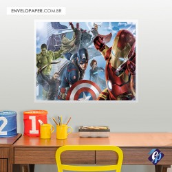 Painel Fotográfico Adesivo Infantil - Os Vingadores01 80x100cm