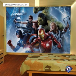 Painel Fotográfico Adesivo Infantil - Os Vingadores 03 401x290cm